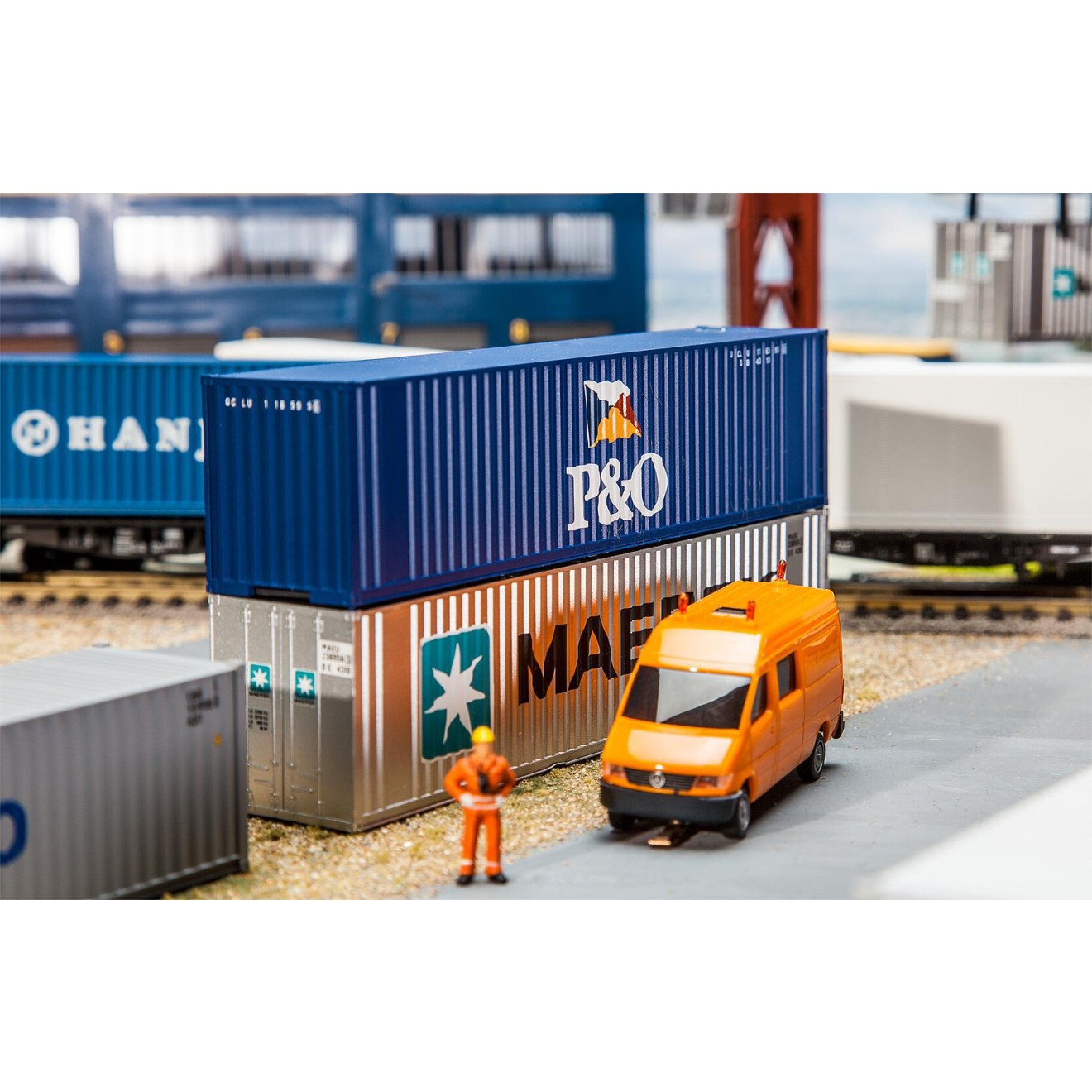 Faller 40' Hi-Cube Container P&O – Fertigmodell Im Maßstab 1:87 Für Die Modelleisenbahn (180843-40) – Detaillierter Modellbau-Container Für Epoche V