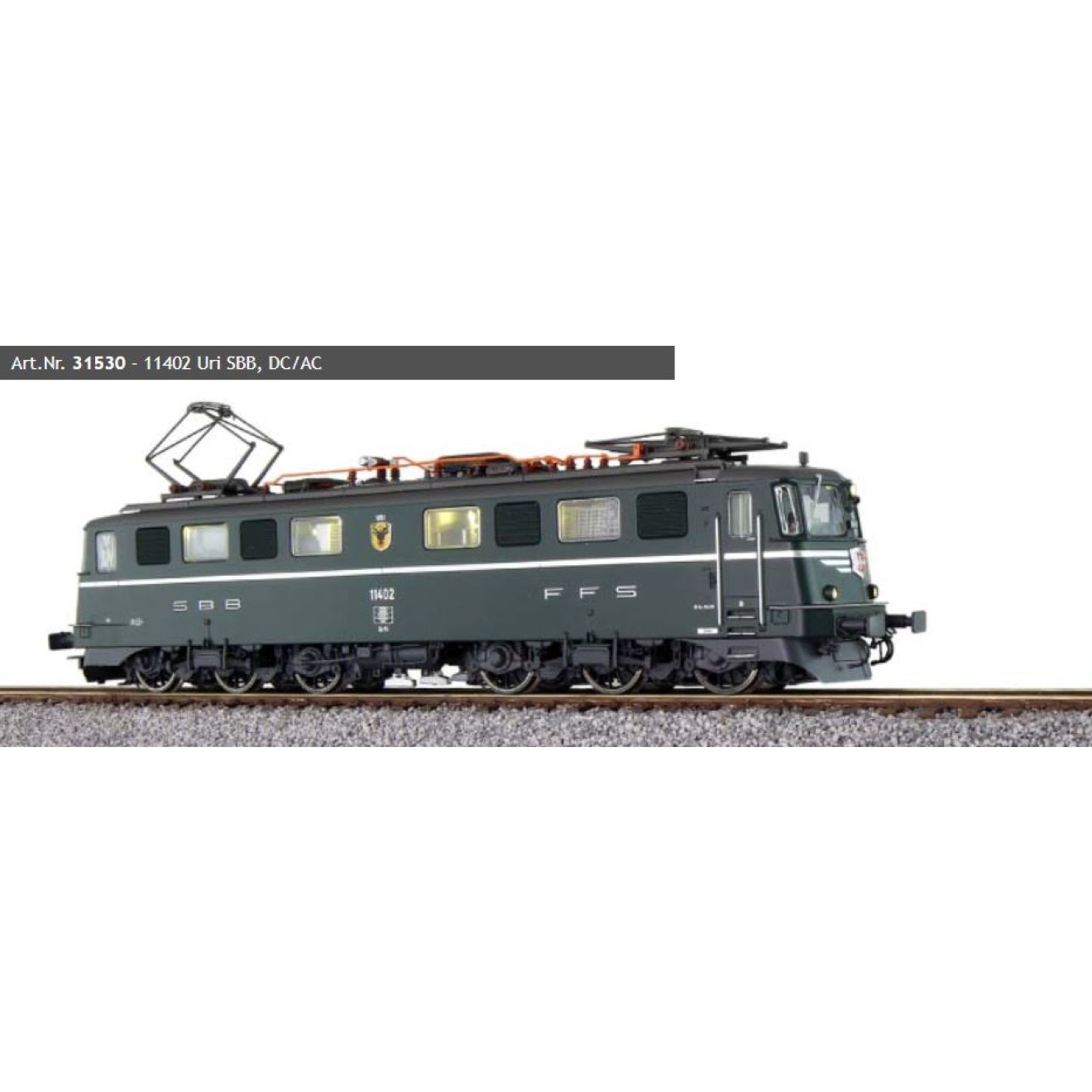 ESU 31530 - E-Lok, H0, AE6/6, 11402 Uri SBB, Dunkelgrün, Ep IV ...