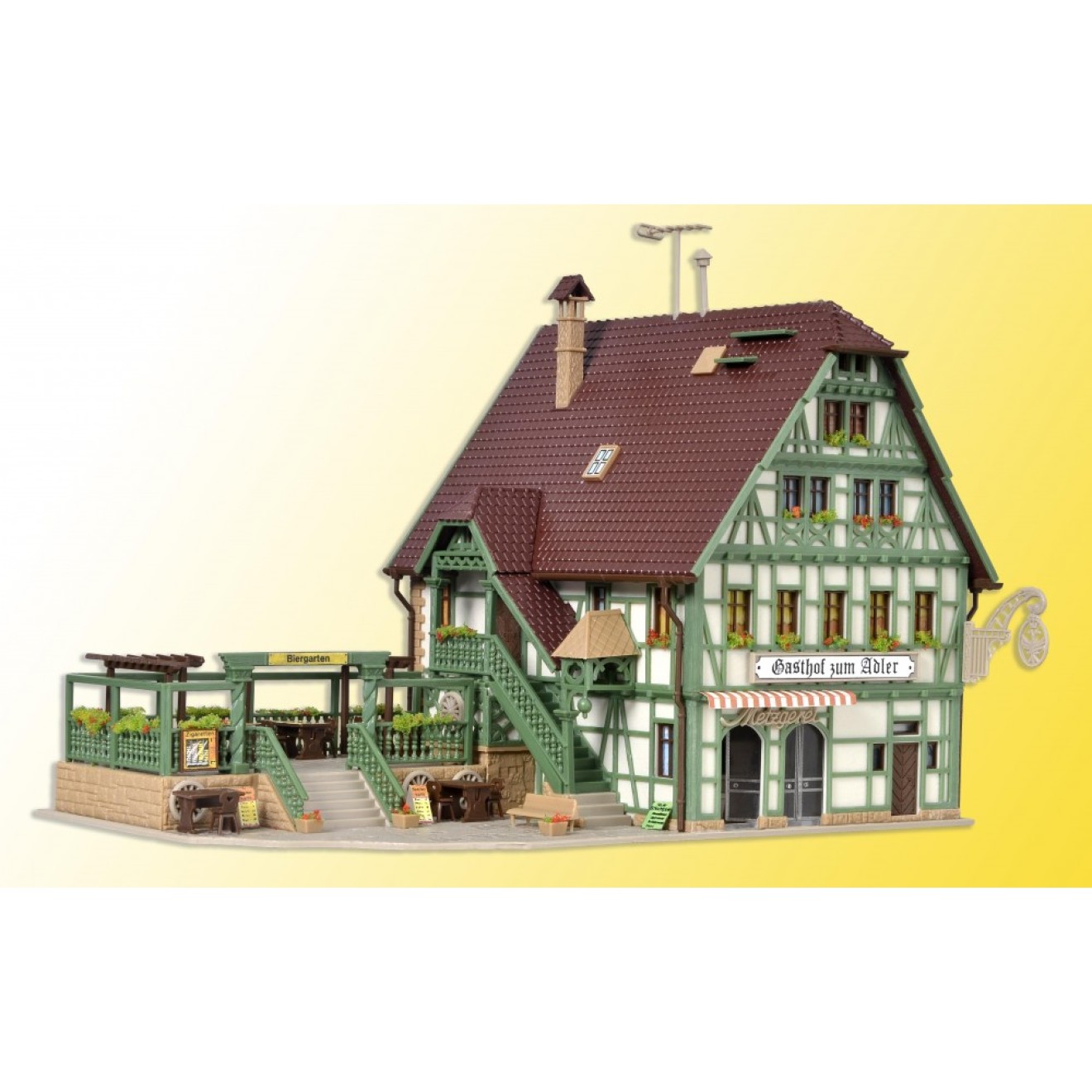 Vollmer 43683 Pâtisserie Avec Salon De Thé Glacé - Kit Maquette H0 - Éclairage LED Intégré