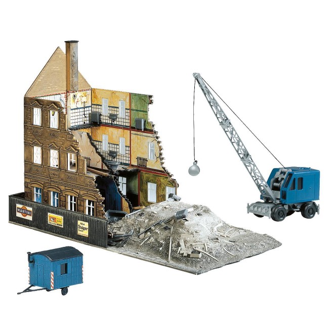 Faller 130466 - Abbruchhaus mit Bagger