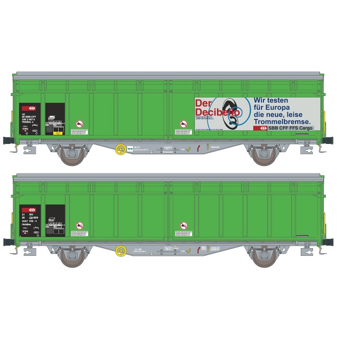 Hobbytrain H24664 - 2er Set Schiebewandwagen Hbbillns-x SBB, Ep.V, Decibello