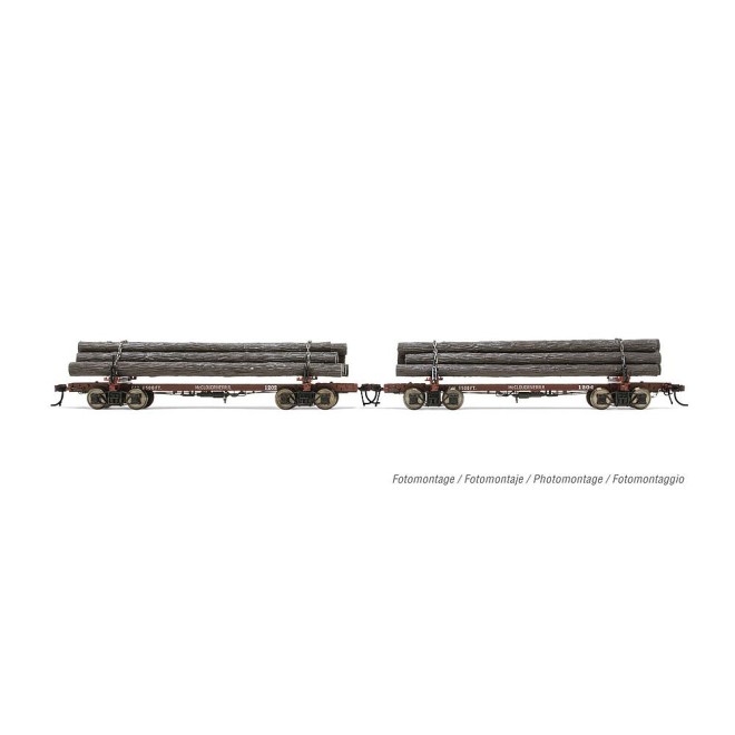 Rivarossi HR6627 - 2-tlg. Set Holztransportwagen, McCloud River