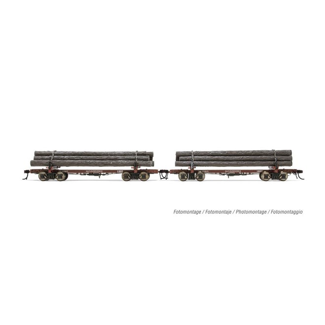 Rivarossi HR6628 - 2-tlg. Set Holztransportwagen, McCloud River