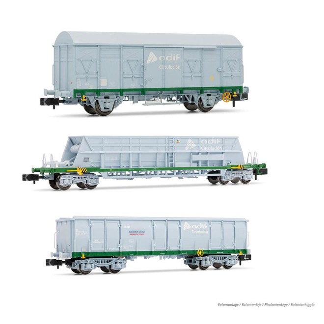 Arnold HN6553 - ADIF, 3-tlg. Set Wagen, Tren de contraste de bisculas
