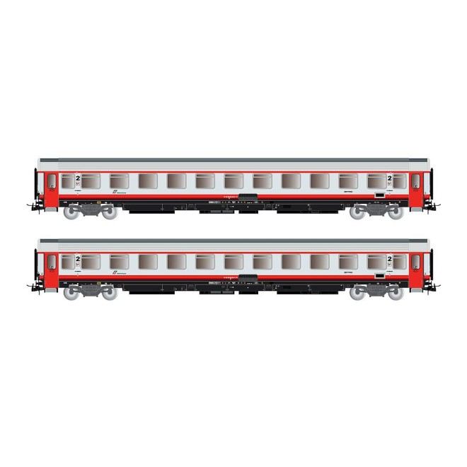 Rivarossi HR4355 - FS, 2-tlg. Set 2. Klasse Reisezugwagen UIC-Z1, Progetto 901, Frecciabianca mit roten Einstiegsstufen