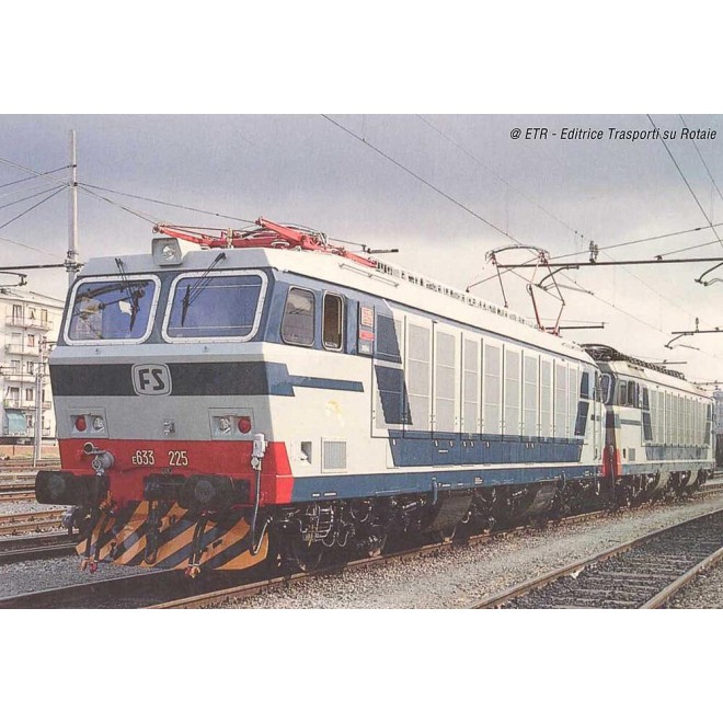 Rivarossi HR2875S - FS, 2-tlg. Set Elektrolokomotiven Reihe E.633 200er Bauserie (beide motorisiert), Blau/Grau