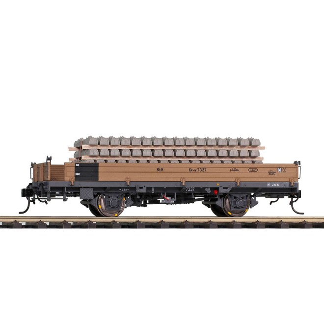 Bemo 9463104 - RhB Kk-w 7314 Niederbordw. mit Betonschwellen, Spur 0m - M 1:45