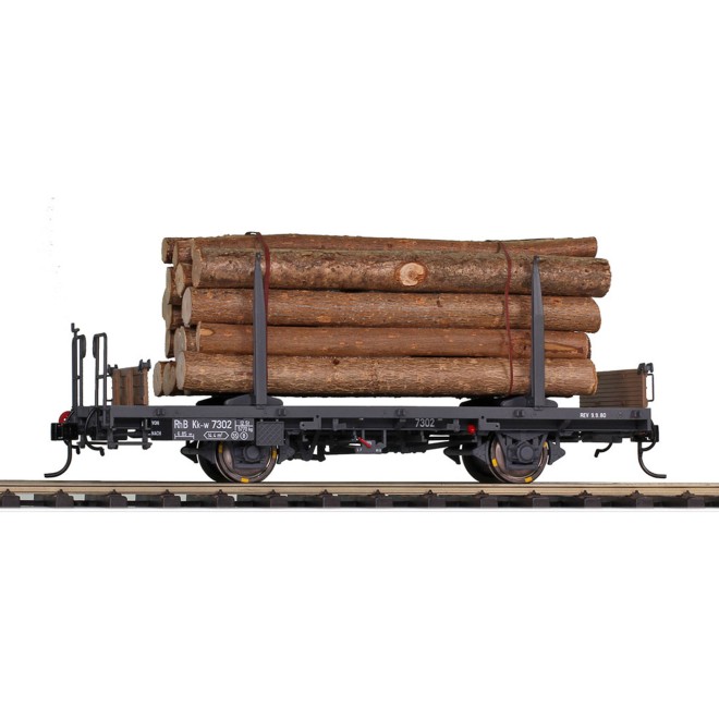Bemo 9464101 - RhB Kk-w 7301 Rungenwagen mit Holzladung, Spur 0m - M 1:45