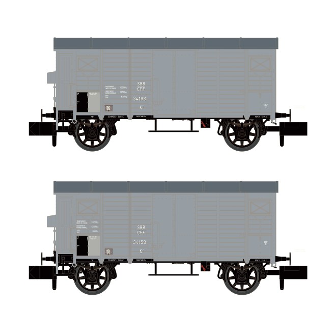 Hobbytrain H24204 - 2er Set gedeckte Güterwagen K2 SBB, EP.II