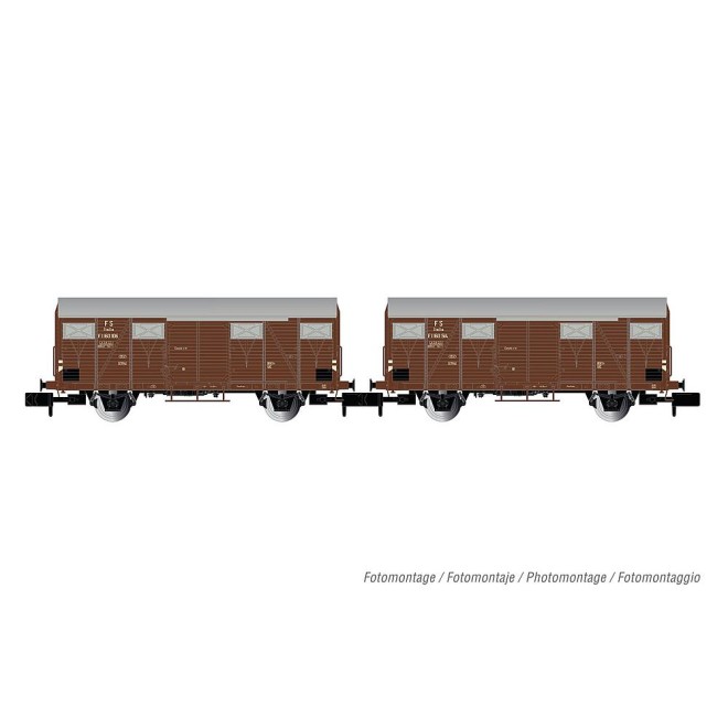 Arnold HN6573 - FS, 2-tlg. Set 2-achs. gedeckte Güterwagen Gs