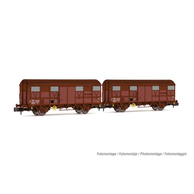 Arnold HN6570 - SNCF, 2-tlg. 2-achs. gedeckte Güterwagen Kv Permaplex