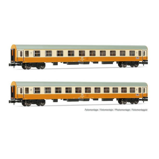 Arnold HN4435 - DR, 2-tlg. Set Reisezugwagen Städte-Express, Orange-Beige