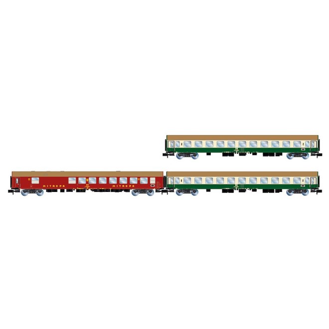 Arnold HN4436 - 3-tlg. Set Reisezugwagen D242 Paris - Berlin - Warszawa