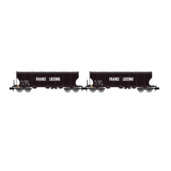 Arnold HN6619 - SNCF, 2-tlg. Set 4-achs. Schwenkdachwagen mit gewölbten Silowänden für den Getreidetransport