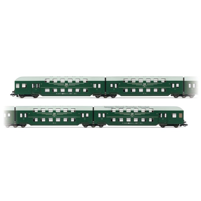 Arnold HN9524 - DR, 4-tlg. Doppelstockeinheit ohne Steuerabteil, Grün mit grauem Dach