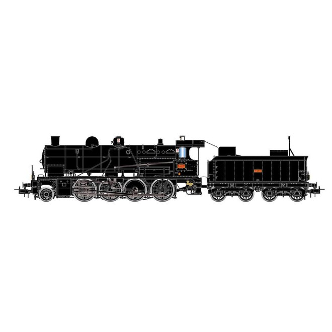 Jouef HJ2416 - SNCF, Dampflokomotive 140 C 158, mit Tender 18B521region Ouest, Schwarz mit goldenen Kesselwringen