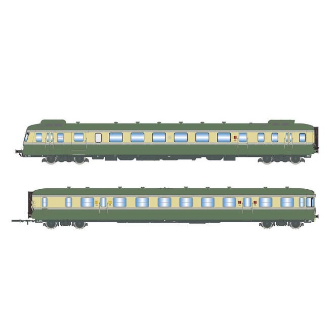 Jouef HJ2429 - SNCF, 2-tlg. Dieseltriebwagen RGP II X 2719 mit Beiwagen XRAB 7708