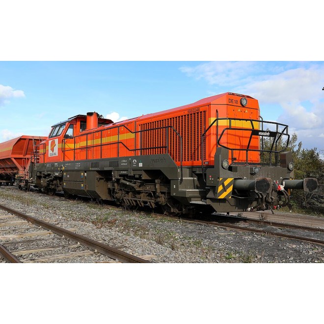 Jouef HJ2440S - COLAS RAIL, Diesellokomotive Vossloh DE 18, orange/gelb, Digital Sound