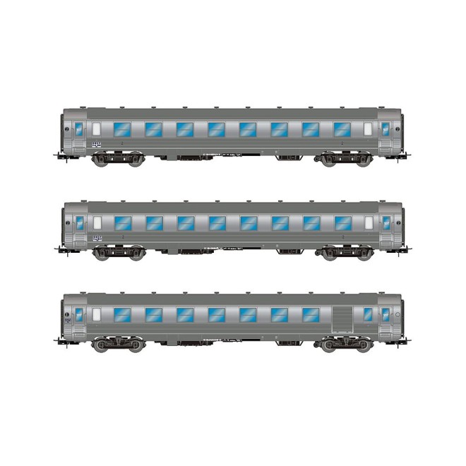 Jouef HJ4175 - SNCF, 3-tlg. Set DEV Inox Reisezugwagen (kurz), bestehend aus 2 x B8 und 1x A6D