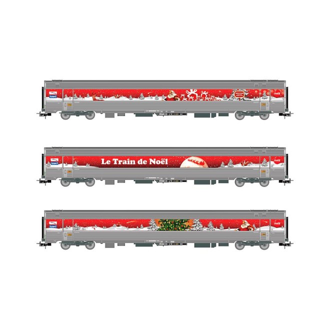 Jouef HJ4200 - SNCF, dreiteiliges Coca-Cola-Weihnachtszugset Train de Noel von 2010