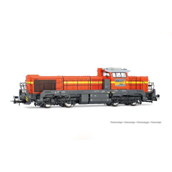 Jouef HJ2472S - Millet Rail, dieselelektrische Lokomotive VosslohDE 18, Orange/Grau
