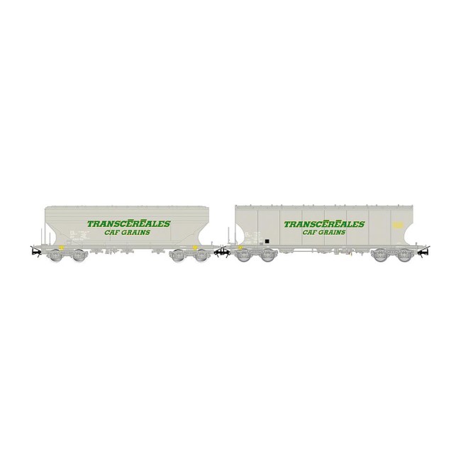 Jouef HJ6313 - SNCF, 2-tlg. Set Getreidesilowagen Transcéréales CAF Grains, mit flachen + runden Wänden