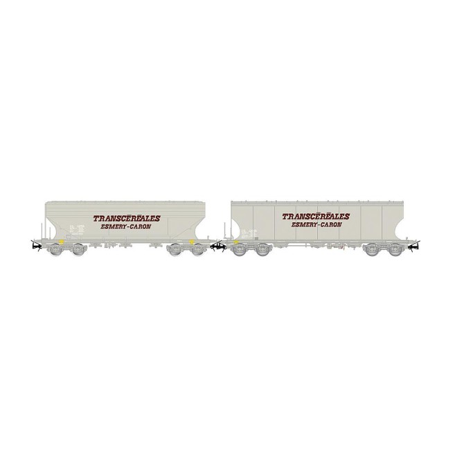 Jouef HJ6314 - SNCF, 2-tlg. Set Getreidesilowagen Transcéréales Esmery-Caron, mit flachen + runden Wänden