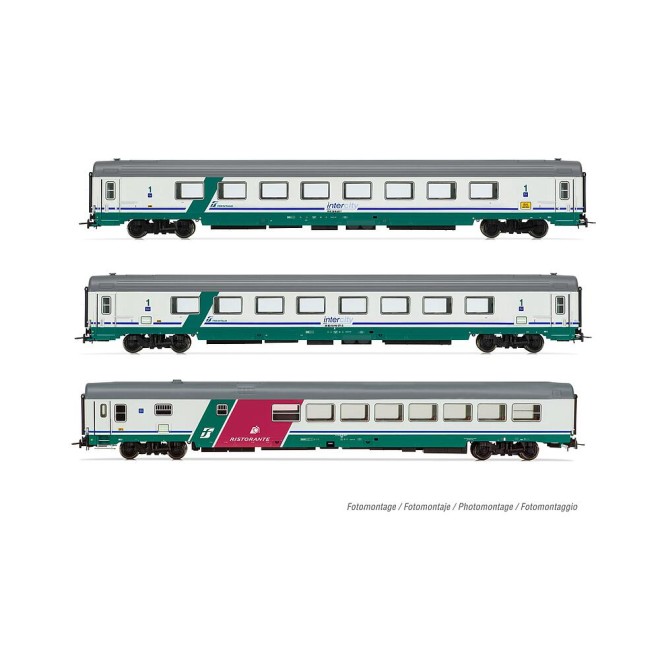 Rivarossi HR4359 - FS, 3-tlg. Set IC 507/530 Reisezugwagen Sila, Turin - Reggio Calabria
