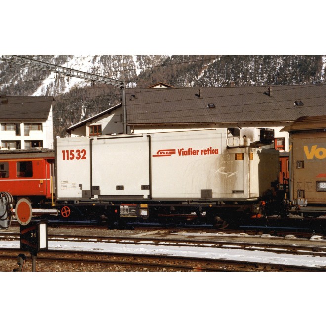 Bemo 9469121 - RhB Lb-v 7881 Tragwagen mit Container Y 11532