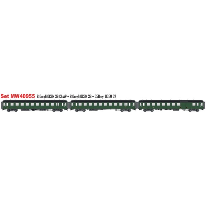 LS Models MW40955 - 3er Set Personenwagen OCEM SNCF, Ep.IIIc