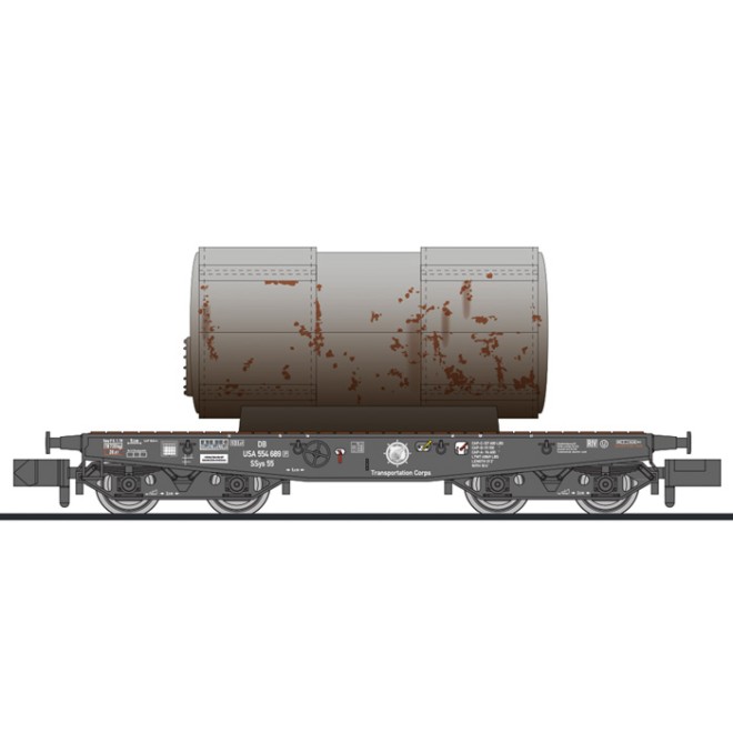 Liliput 265245 - 4-achs. Schwerlastwagen, SSy 55, USATC, Beladung Kessel, Ep.III