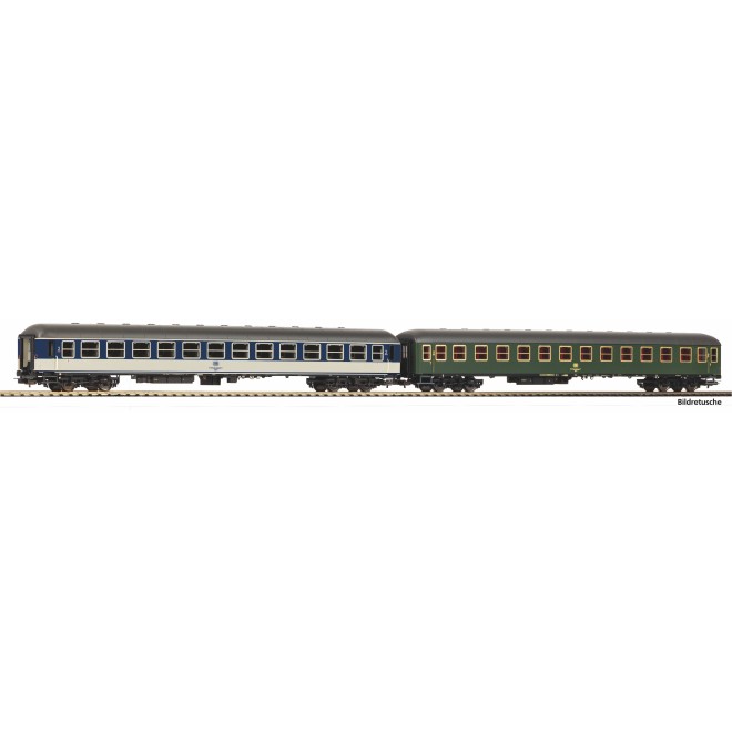 Piko 28324 - 2er Set Personenwg. 2x 2. Kl. Büm 234 POP und grün DB IV