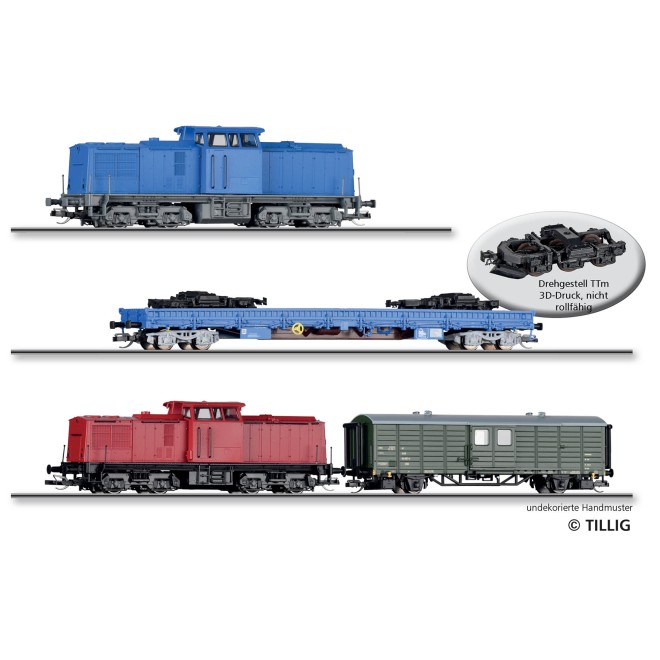 Tillig 01080 - Güterzugset „HSB-Loküberführung“ der Eisenbahn-Bau- und Betriebsgesellschaft Pressnitztalbahn mbH (PRESS)
