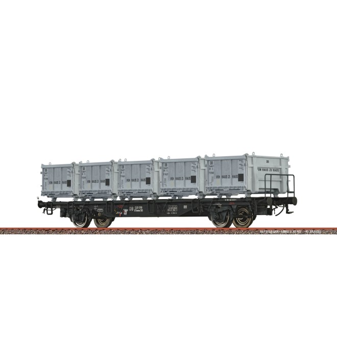 Brawa 49138 - H0 Behältertragwagen Lbs589 DB, mit Eoskrt022 "Von Haus zu Haus"