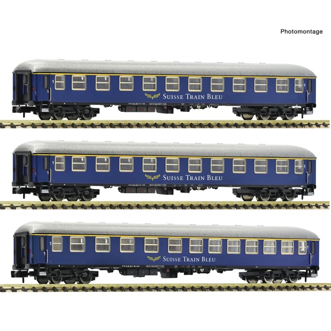 Fleischmann 6260078 - 3er Set Personenwagen Suisse Train Bleue