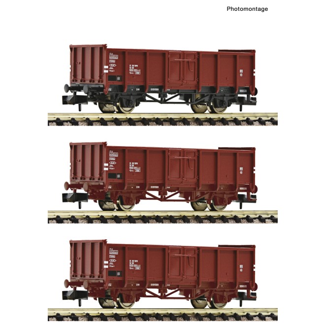 Fleischmann 6660156 - 3er Set offene Güterwagen DR