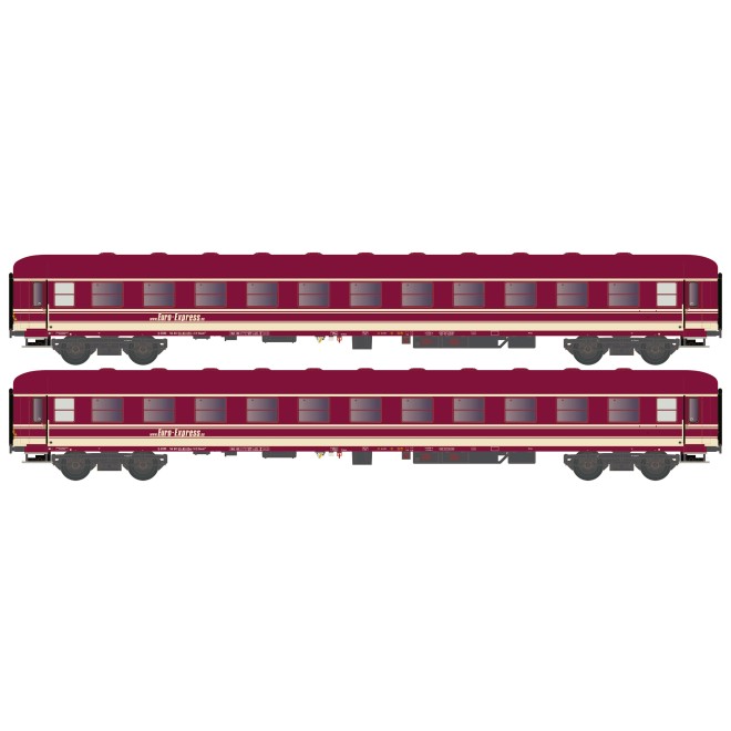 Hobbytrain H22210 - 2er Set Liegewagen Bcm 243 Euro-Express, Ep.VI
