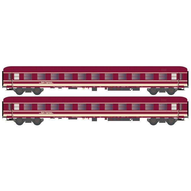 Hobbytrain H22211 - 2er Set Liegewagen Bcm 246 Euro-Express, Ep.VI