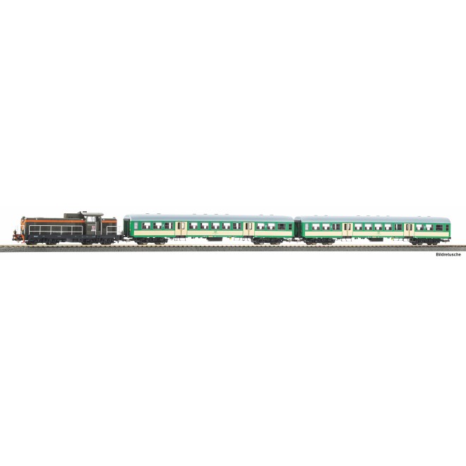 Piko 57034 - S-Set Diesellok SP42 + zwei Nahverkehrswg. PKP V A-Gleis & B