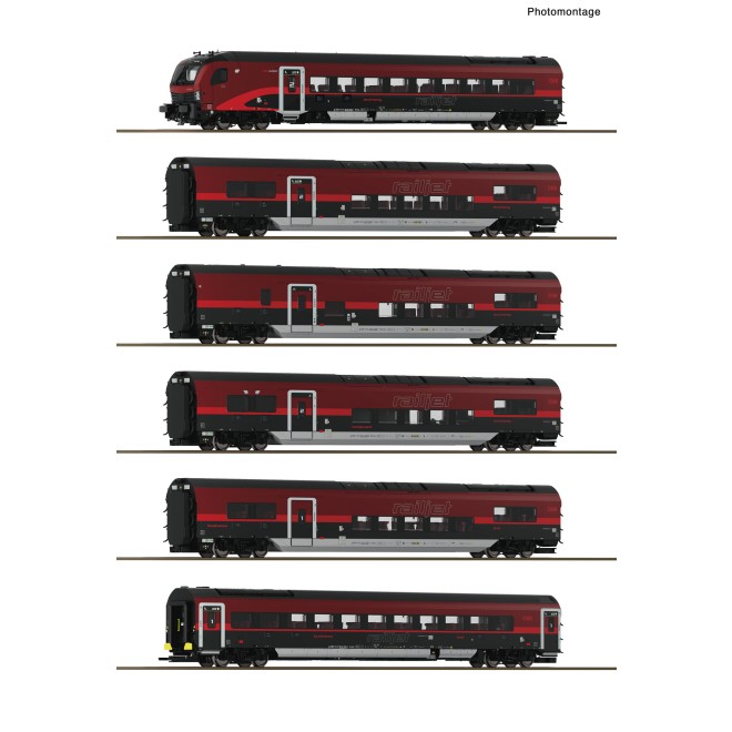 Roco 6220178 - 6er Set Railjet ÖBB AC+Innenbeleuchtung