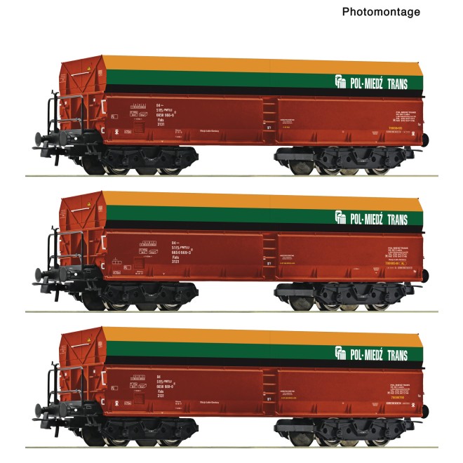 Roco 6600218 - 3er Set Selbstentladewagen POL-MIEDZ-TRANS