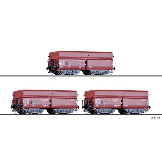 Tillig 01139 - Güterwagenset der DRG, bestehend aus drei Selbstentladewagen OOt Saarbrücken