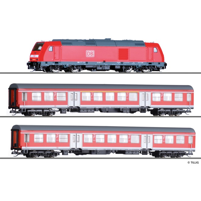 Tillig 01505 - Einsteiger-Set: Reisezug der DB AG, bestehend aus Diesellokomotive „TRAXX“ und zwei Reisezugwagen