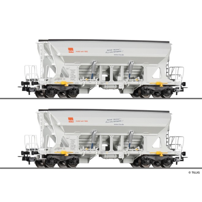 Tillig 70086 - Güterwagenset der HVLE, bestehend aus zwei Selbstentladewagen Faccns