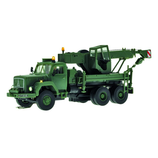 Viessmann 8061 - H0 MAGIRUS DEUTZ 3-achs Bergekran mitRundumleuchte, Militär, Basis, Funktionsmodell