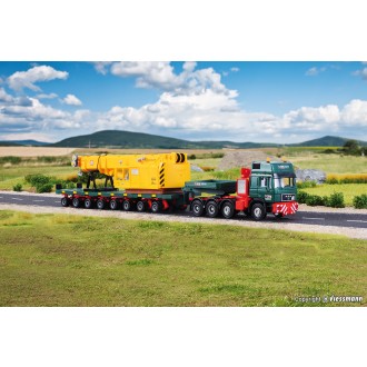Kibri 13600 - H0 MAN SK mit SCHEUERLE Plattformwagen und Oberteil Schienenkran - Messepreis