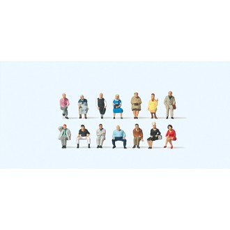 Preiser 79199 - Sitzende Reisende. 14 Miniaturfiguren