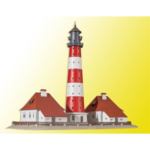Kibri 37300 - N Leuchtturm Westerheversand mit 2 Nebengebäuden, Funktionsbausatz