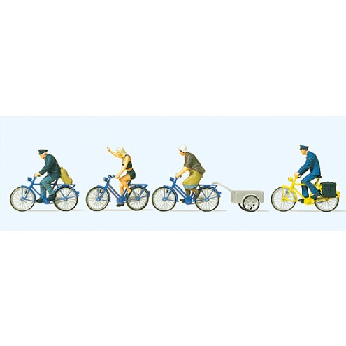 Preiser 10507 - Radfahrer, Fahrradanhänger