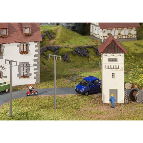 Faller 120241 - Trafohäuschen mit Strommasten
